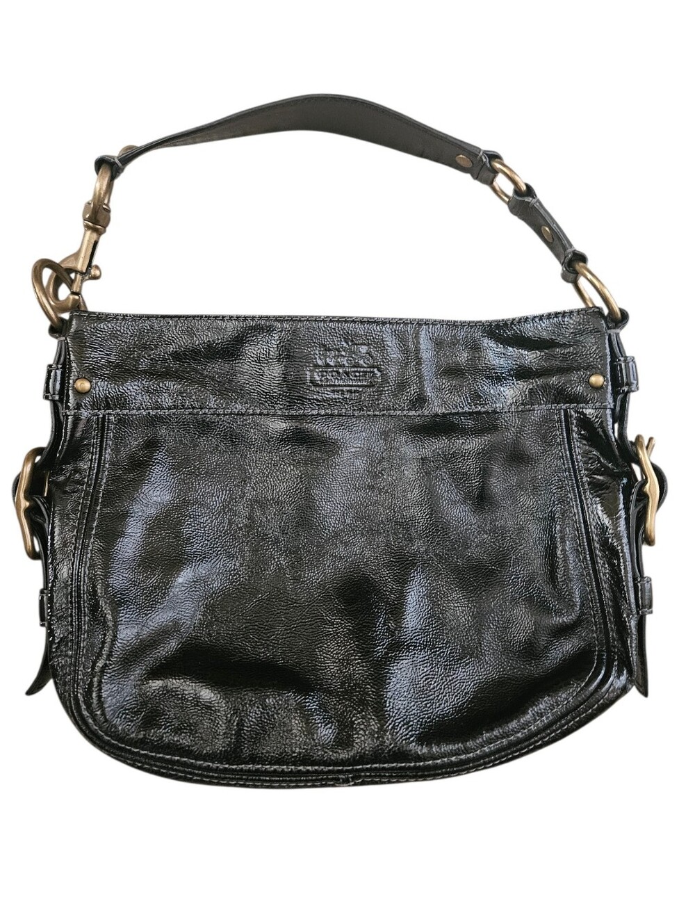 Coach Zoe Patent Leather Hobo Shoulder Bag